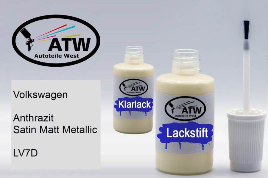 Volkswagen, Anthrazit Satin Matt Metallic, LV7D: 20ml Lackstift + 20ml Klarlack - Set, von ATW Autoteile West.